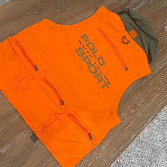 Polo Ralph Lauren Sport RL-67 Hi-Tech Utility Orange Hooded Vest Size M NWT - Picture 6 of 6